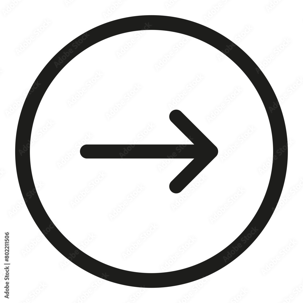 Black arrow pointing right inside circle - stock vector Black arrow pointing right inside circle - stock vector