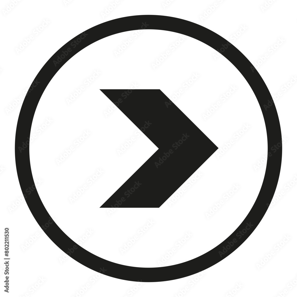 Single black right arrow inside circle - stock vector Single black right arrow inside circle - stock vector