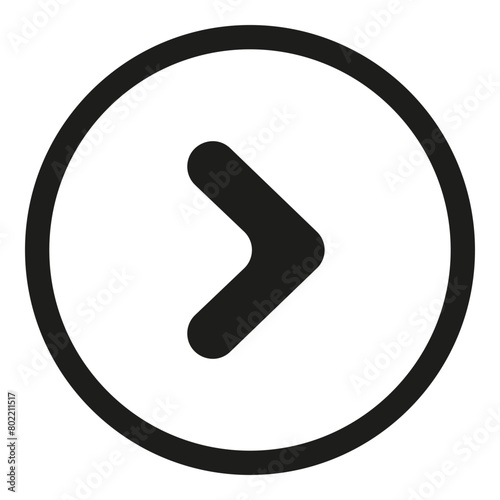 Single black right arrow inside circle - stock vector