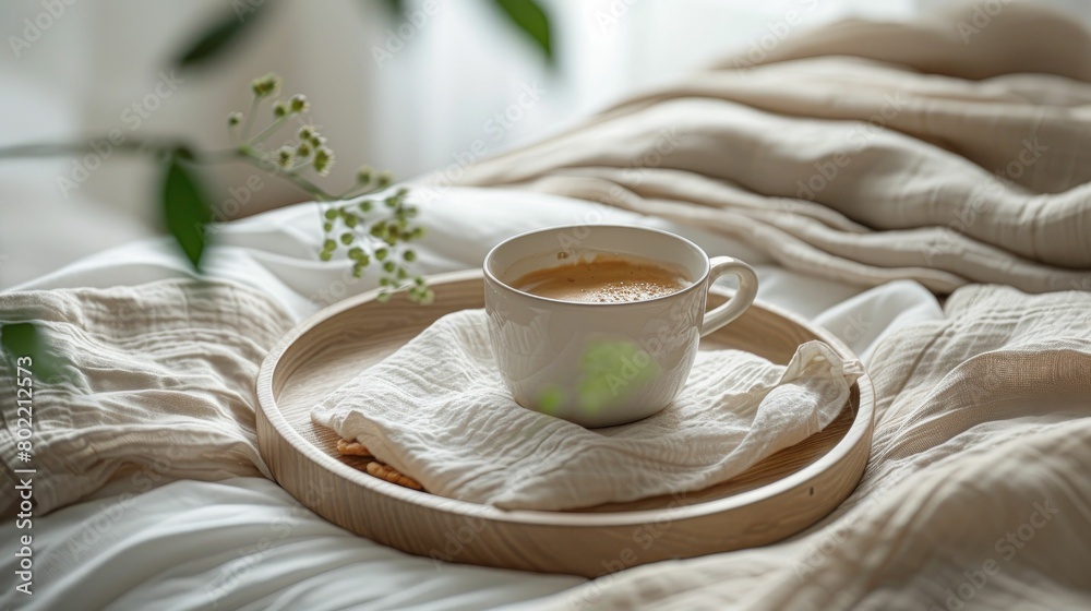 A quiet morning breakfast tray, simplicity and calm A quiet morning breakfast tray, simplicity and calm