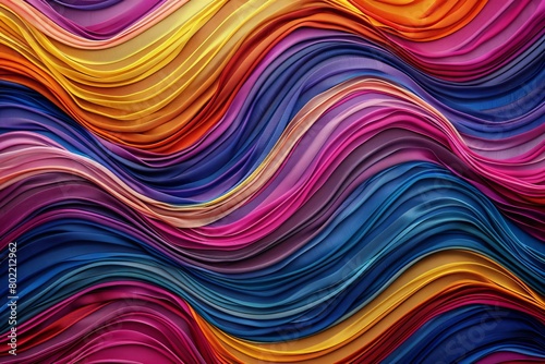 Colorful Textile Background, Vivid Wave Fabric Textured Pattern, Ethnic Wavy Textile, Copy Space