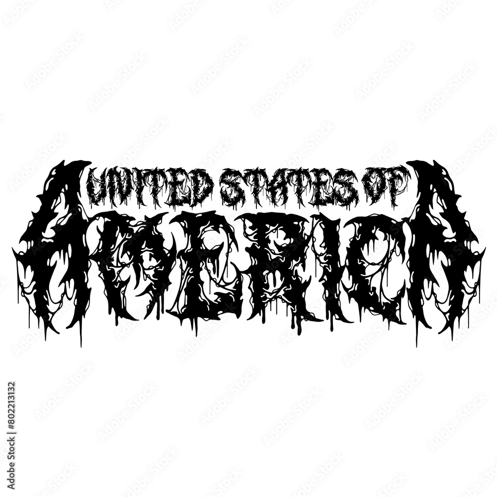 Fototapeta premium AMERICA - USA Death Metal font 
