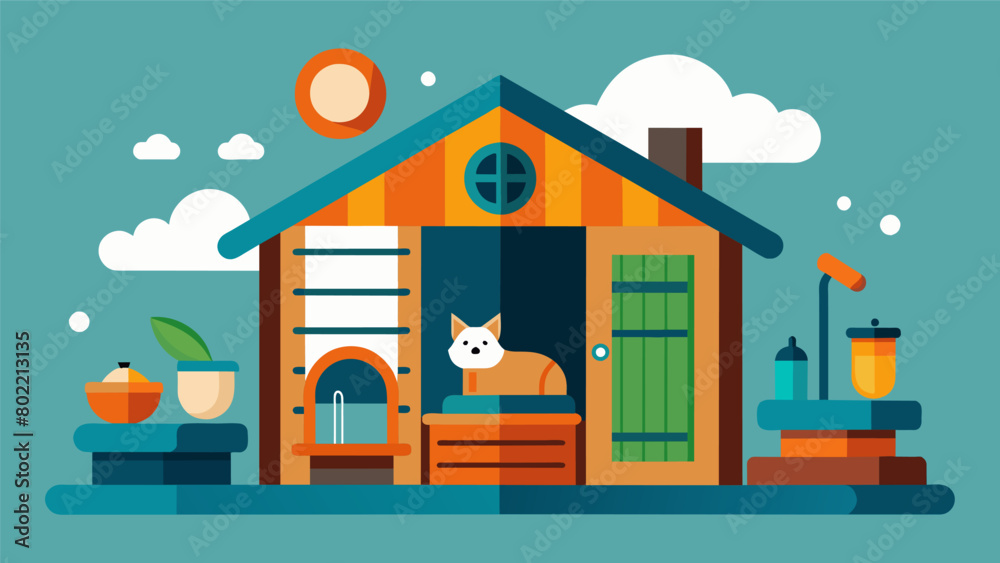 A customdesigned sauna with a dedicated petfriendly wing featuring a variety of petfriendly amenities such as toys beds and water fountains.. A customdesigned sauna with a dedicated petfriendly wing featuring a variety of petfriendly amenities such as toys beds and water fountains..