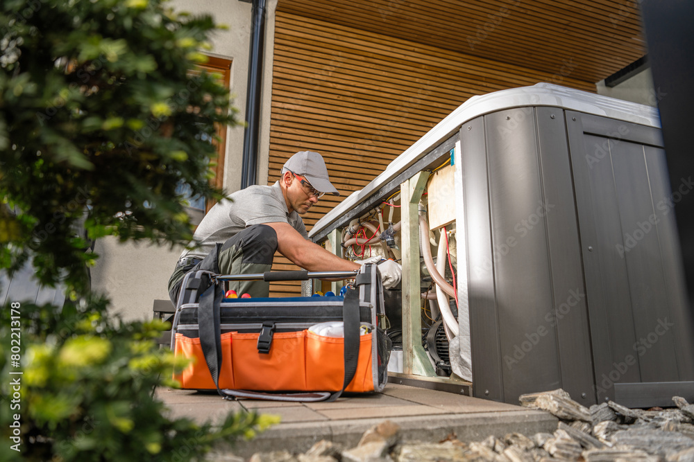 Garden SPA Technician Performing Modern Hot Tub Maintenance