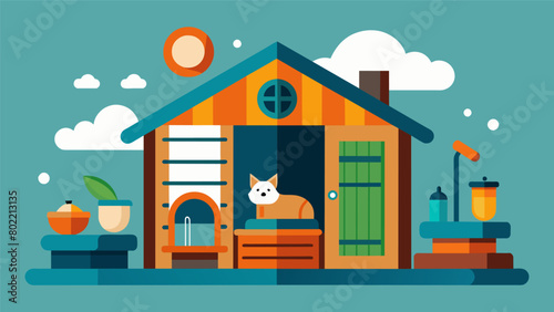 A customdesigned sauna with a dedicated petfriendly wing featuring a variety of petfriendly amenities such as toys beds and water fountains..