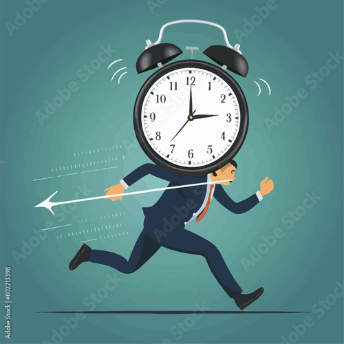 Flat design vector concept illustration. Businesspeople are standing around the clock lamp. Time is money. Ideas generator. Vector clipart. Icons set.Flat design vector concept illustration. Businessp