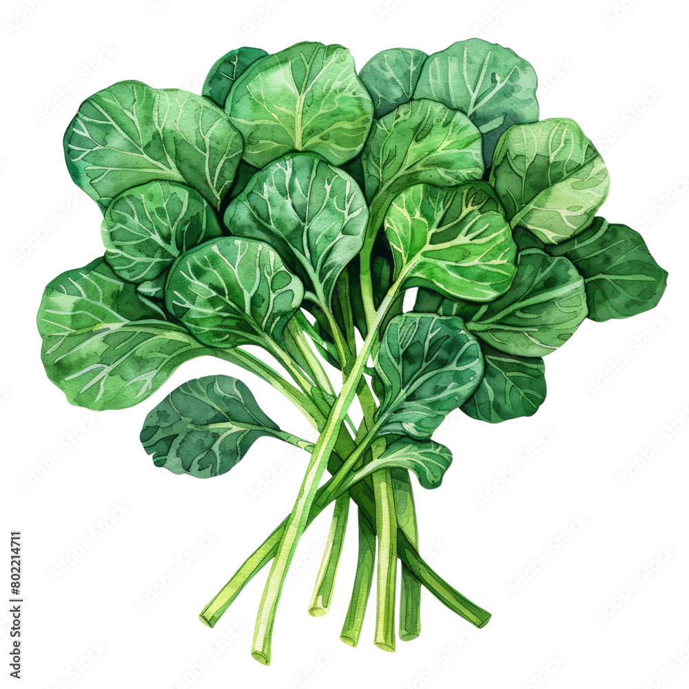 Fototapeta premium delicious and fresh Tatsoi ,illustration watercolor 