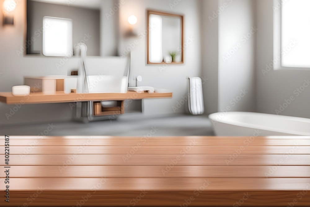 empty table in bathroom 