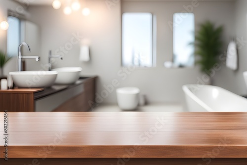 empty table in bathroom 