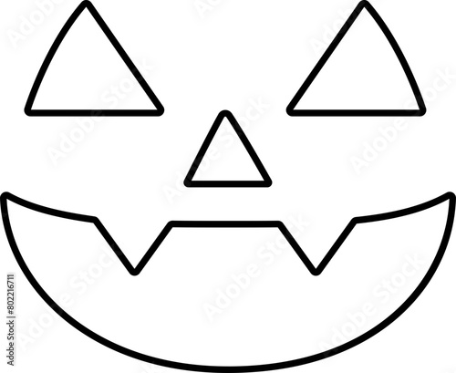 Jack o lantern face outline.
Jack o lantern smile outline vector symbol icon design.
Pumpkin face outline icon for Halloween isolated.