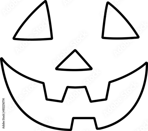 Jack o lantern face outline.
Jack o lantern smile outline vector symbol icon design.
Pumpkin face outline icon for Halloween isolated.