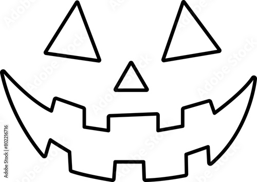 Jack o lantern face outline.
Jack o lantern smile outline vector symbol icon design.
Pumpkin face outline icon for Halloween isolated.