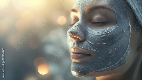 Facial Mask Application at Spa for Relaxation and Skincare. Concept Spa Treatment, Skincare Routine, Relaxation Therapy, Facial Mask Application, Beauty Pamper photo