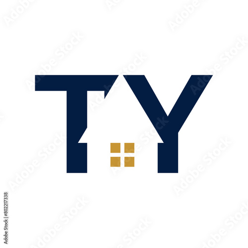 Initial Letter T, Y with House Logo Vector