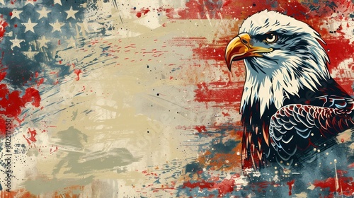 Patriotic 4th of July Poster with USA Flag and Majestic Eagle, Featuring Generative AI with Ample Copy Space