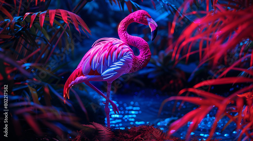 Neon flamingo. photo