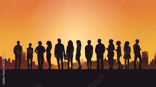 Diverse Silhouettes in Collaborative Harmony: Multiethnic Co-Workers in Agreement Pact for Unity and Collaboration - Teamwork Concept Illustration