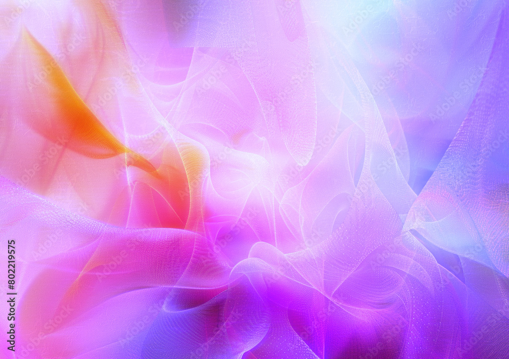 Obraz premium Multicolored background of purple-yellow textured paper with iridescent wavy geometric patterns and glitter.