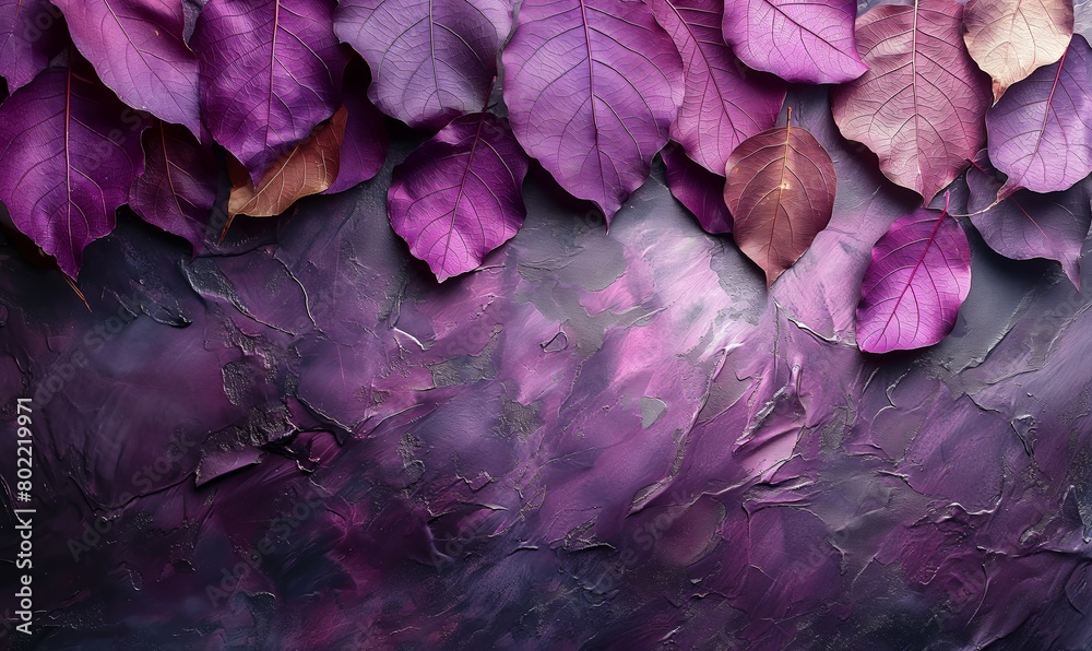 Purple texture background with leaves full frame. Purple texture background with leaves full frame.