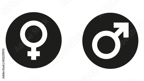 Male and female gender symbols in black circles - stock vector svg photo