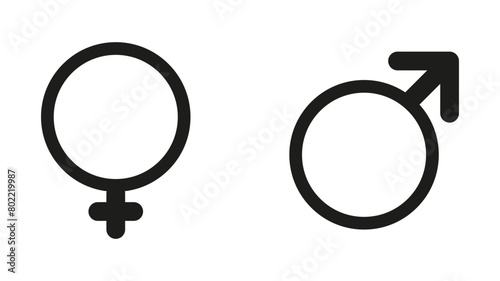 Black male and female gender symbols isolated - stock vector svg photo