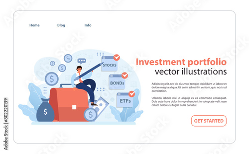 Investment portfolio concept. Flat vector illustration