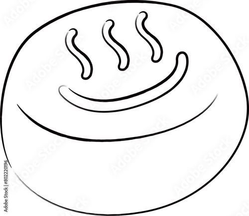 筆書き和菓子食べ物単品アイコン　温泉まんじゅう