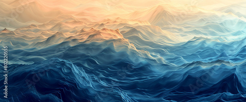 Design an image inspired by the fluid motion of waves, with gradients shifting gracefully from azure to deep navy, reflecting the dynamic and ever-changing nature of the ocean. photo
