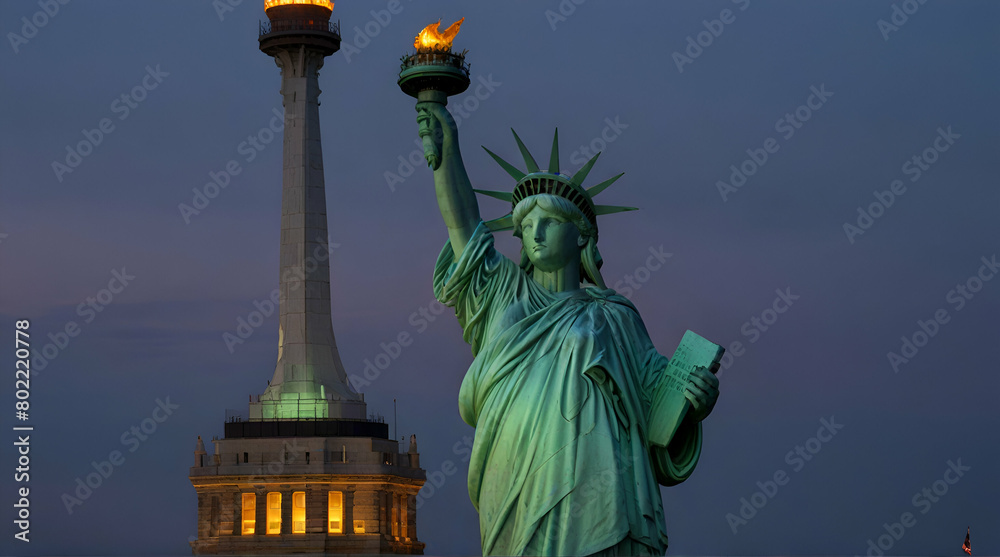 Fototapeta premium Statue of Liberty Against Clear Blue Sky generated ai
