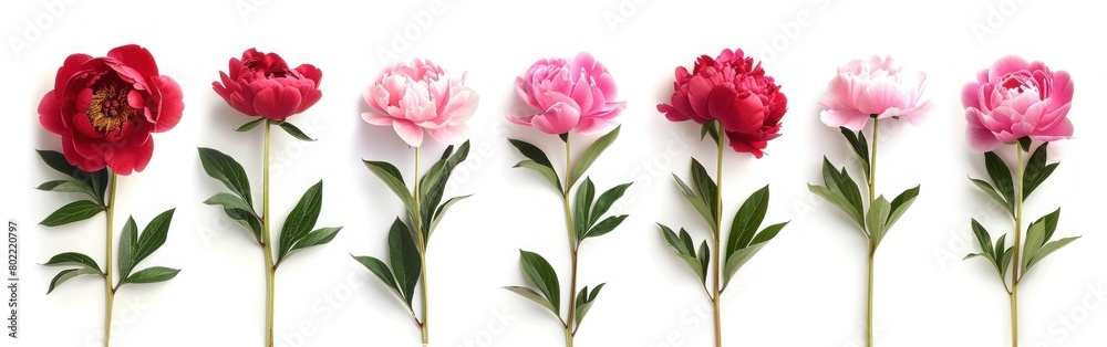 Exquisite Peony Blossoms on Pure White Background