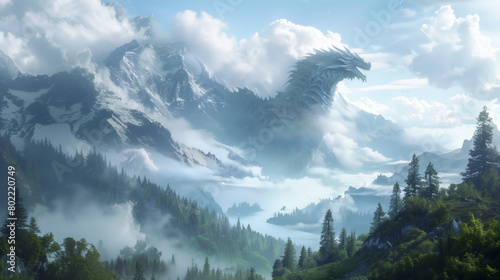 A white dragon made of swirling mist protects a hidden valley