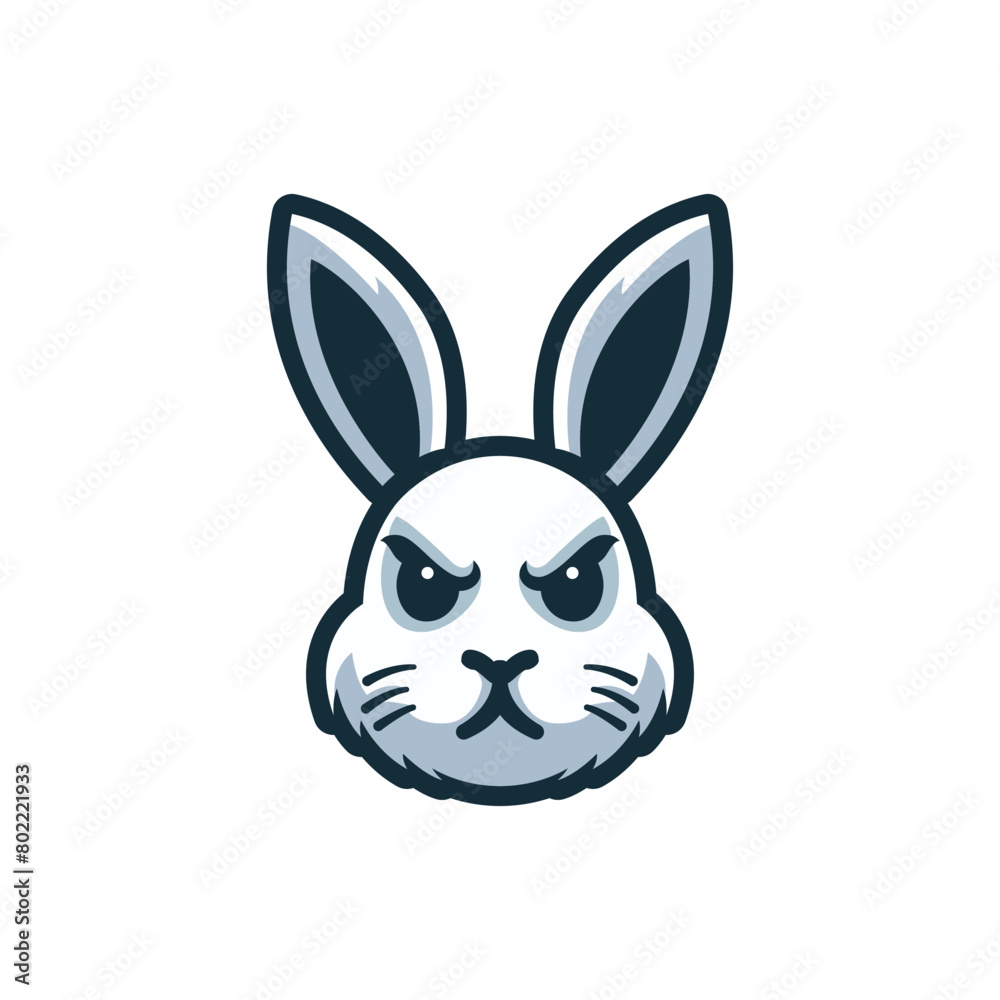 simple angry rabbit gaming logo vector illustration template design