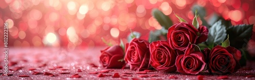 Blooming Love  A Stunning Bouquet of Roses Against a Romantic Hearts Background