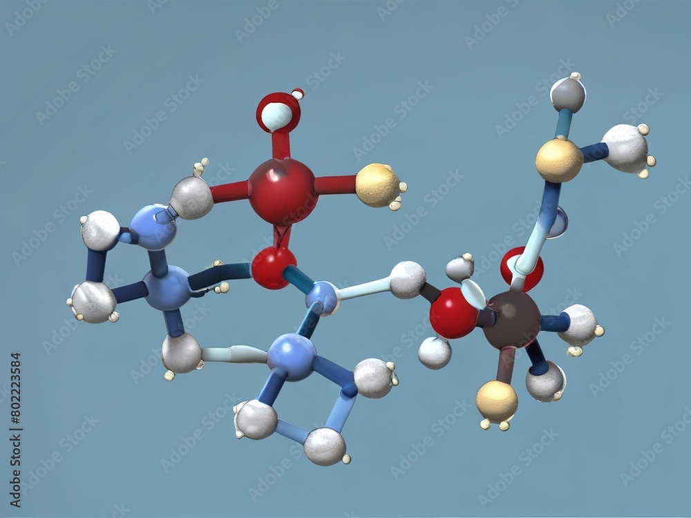 Obraz premium Human insulin hormone molecule, medicine for treating diabetes