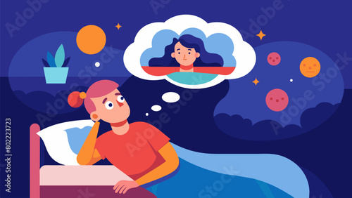 A person lying in bed lost in a daydream suddenly opens their eyes and becomes aware of their surroundings..