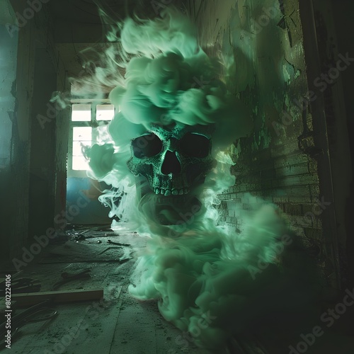 Sinister green smoke skull ...