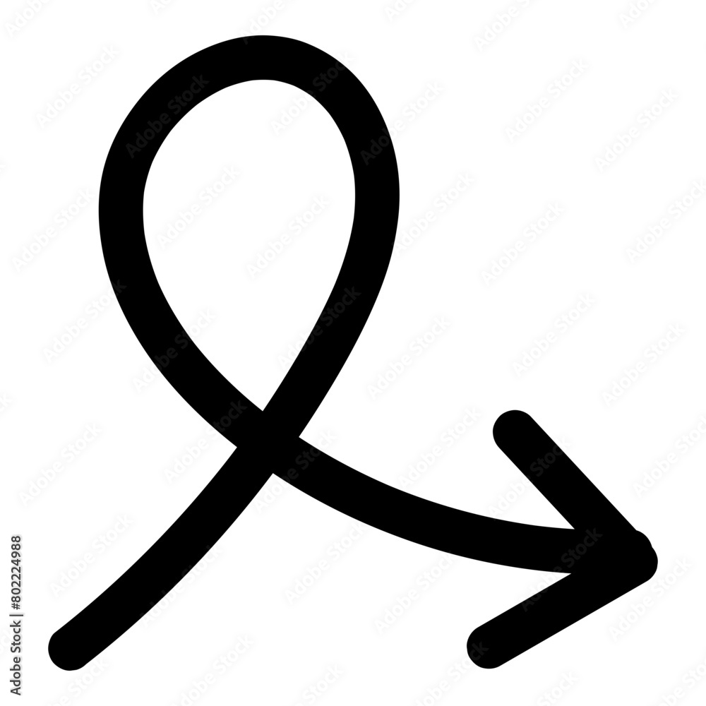 A black and white drawing of a curved arrow pointing to the right - stock vector svg A black and white drawing of a curved arrow pointing to the right - stock vector svg