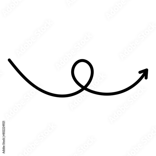 A black drawing of a curved arrow pointing upwards - stock vector svg