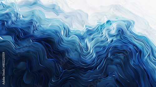Design an AI artwork that embodies the dynamic nature of ocean waves, with gradients shifting harmoniously from azure to deep navy, depicting the rhythmic movement of the sea's surface.