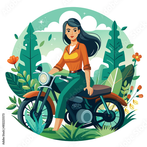 Attitude Girl motorcycle bike Rider illustration