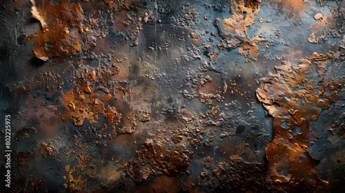 Copper retro vintage texture, old antique metal surface, grunge and damaged. Rustic copper wall background with grunge texture, paint and rust effect. brown