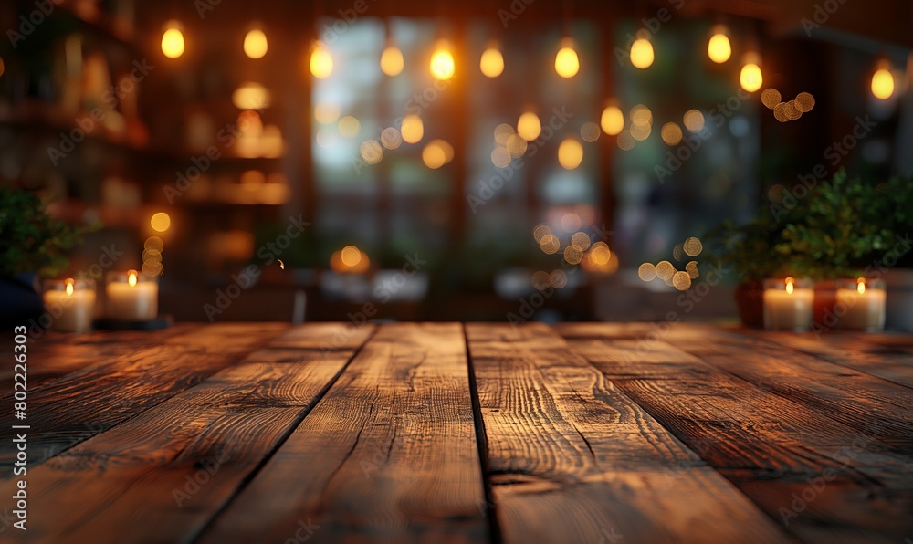 Empty wooden table top on blurred abstract bright background. Empty wooden table top on blurred abstract bright background.