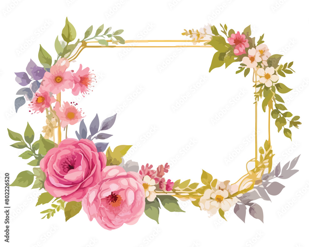 Frame Flower  Design Vector Illustration