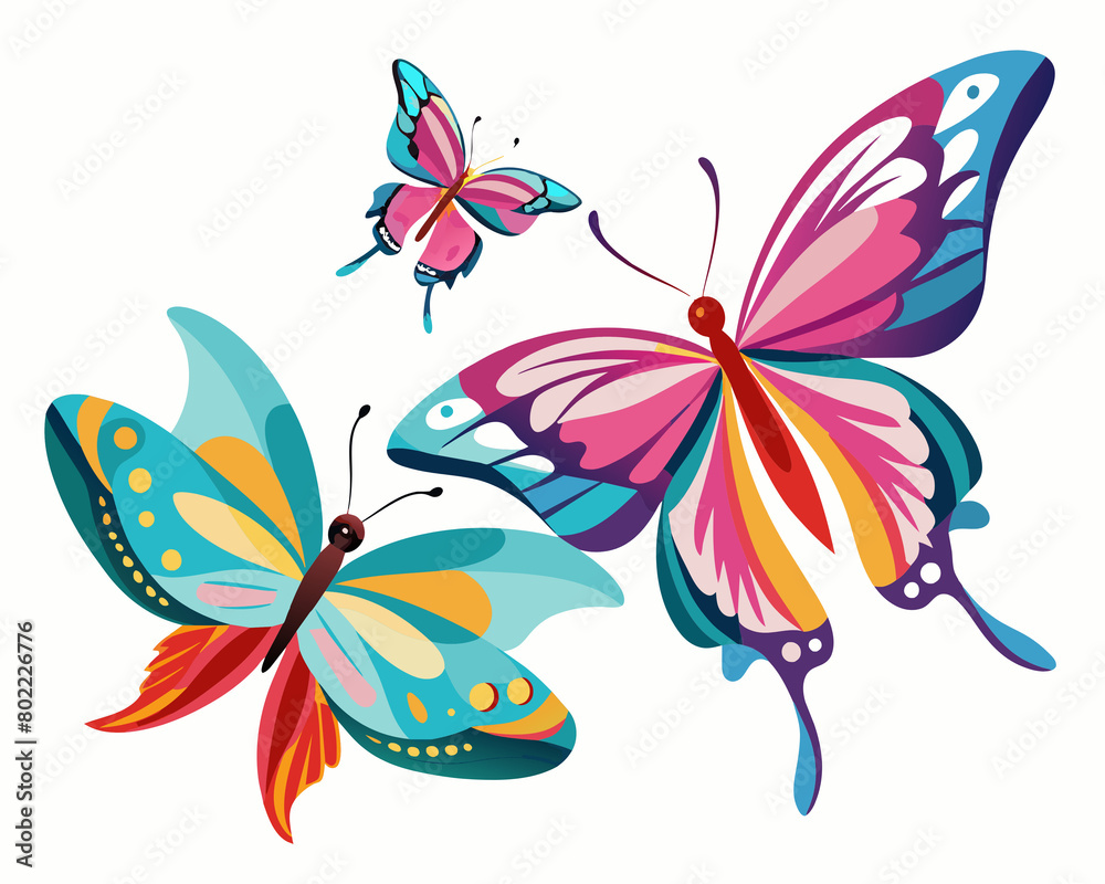 set of butterflies set of butterflies