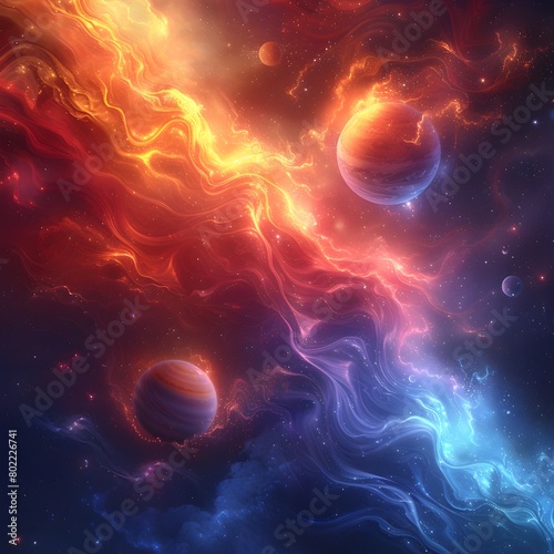 Cosmic Chaos A Futuristic Solar System of Fluid Organic Shapes in Vivid Hues