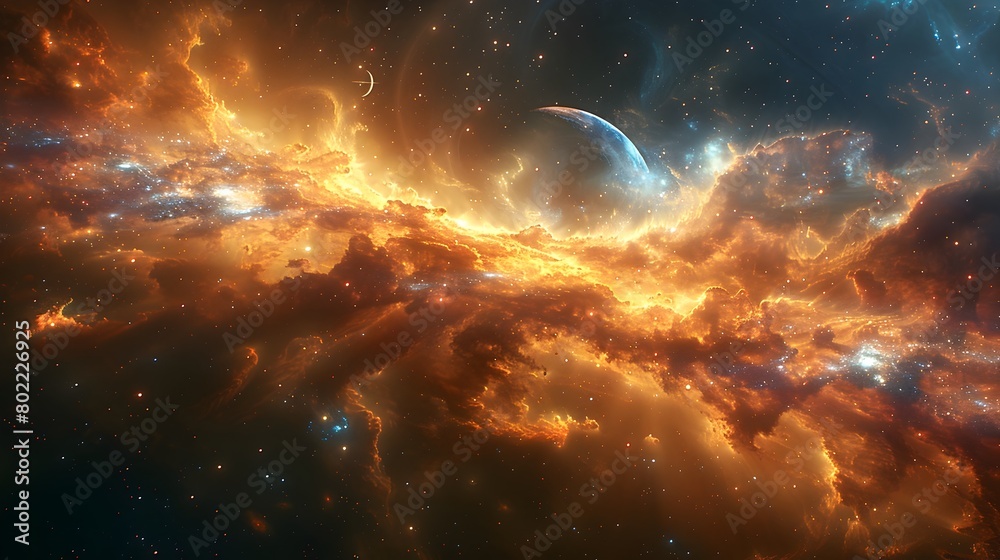 Immersive Cosmic Voyage Through Dreamlike Celestial Panorama Exuding Awe and Wonder