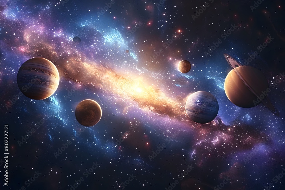 Majestic Solar Planetary System in Vibrant Cosmic Dreamscape Majestic Solar Planetary System in Vibrant Cosmic Dreamscape