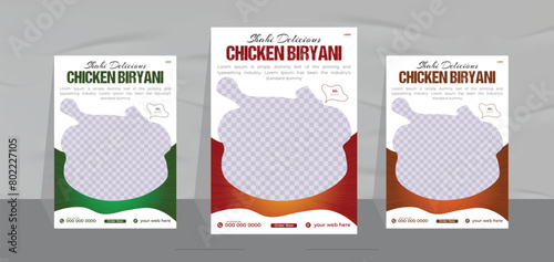 delicious chicken biryani flyer design and restaurant food menu template