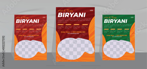 delicious biryani flyer design and restaurant food menu template