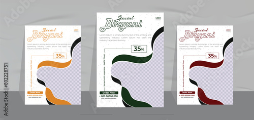 delicious biryani flyer design and restaurant food menu template